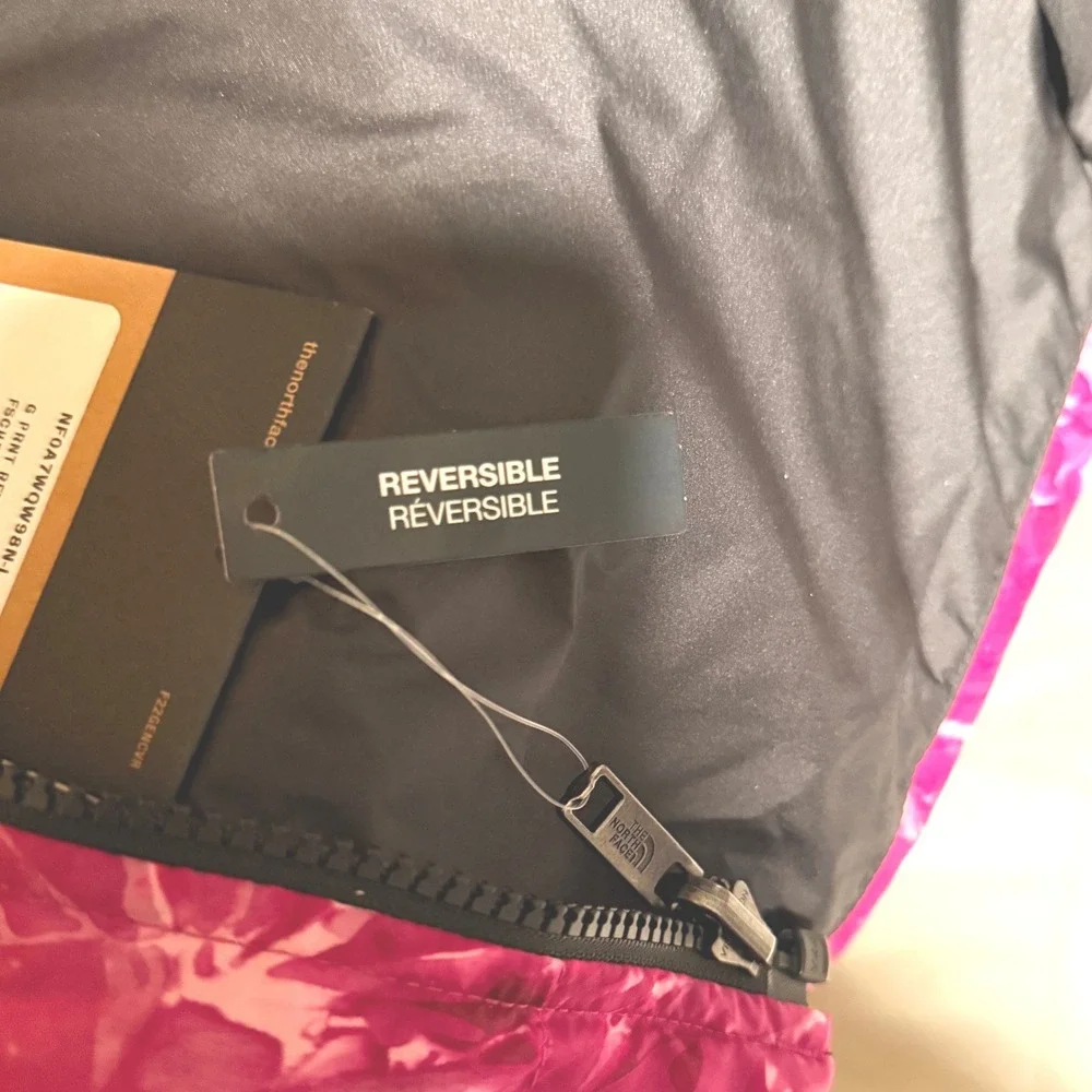 NEW The North Face Girls Down L 12 Reversible Jacket Pink Spray Black